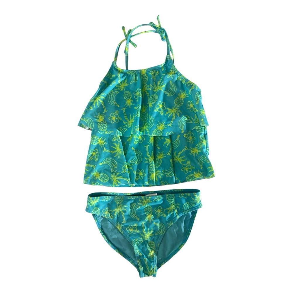 Angel Kids Bikini in‎ Aqua and Lime Floral